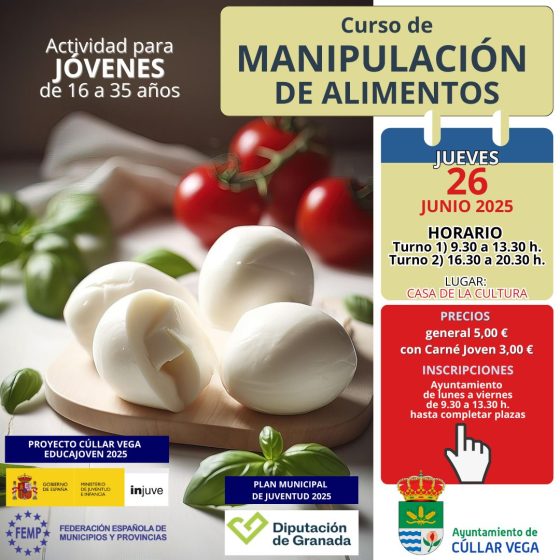 Curso de Manipulación de Alimentos para jóvenes en Cúllar Vega